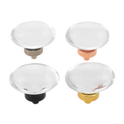 1PC Clear Crystal Pigeon Egg Knob 45mm Handle Furniture Fittings W/screw Rose Gold/Black Base Pull Door Cabinet Drawer Decor