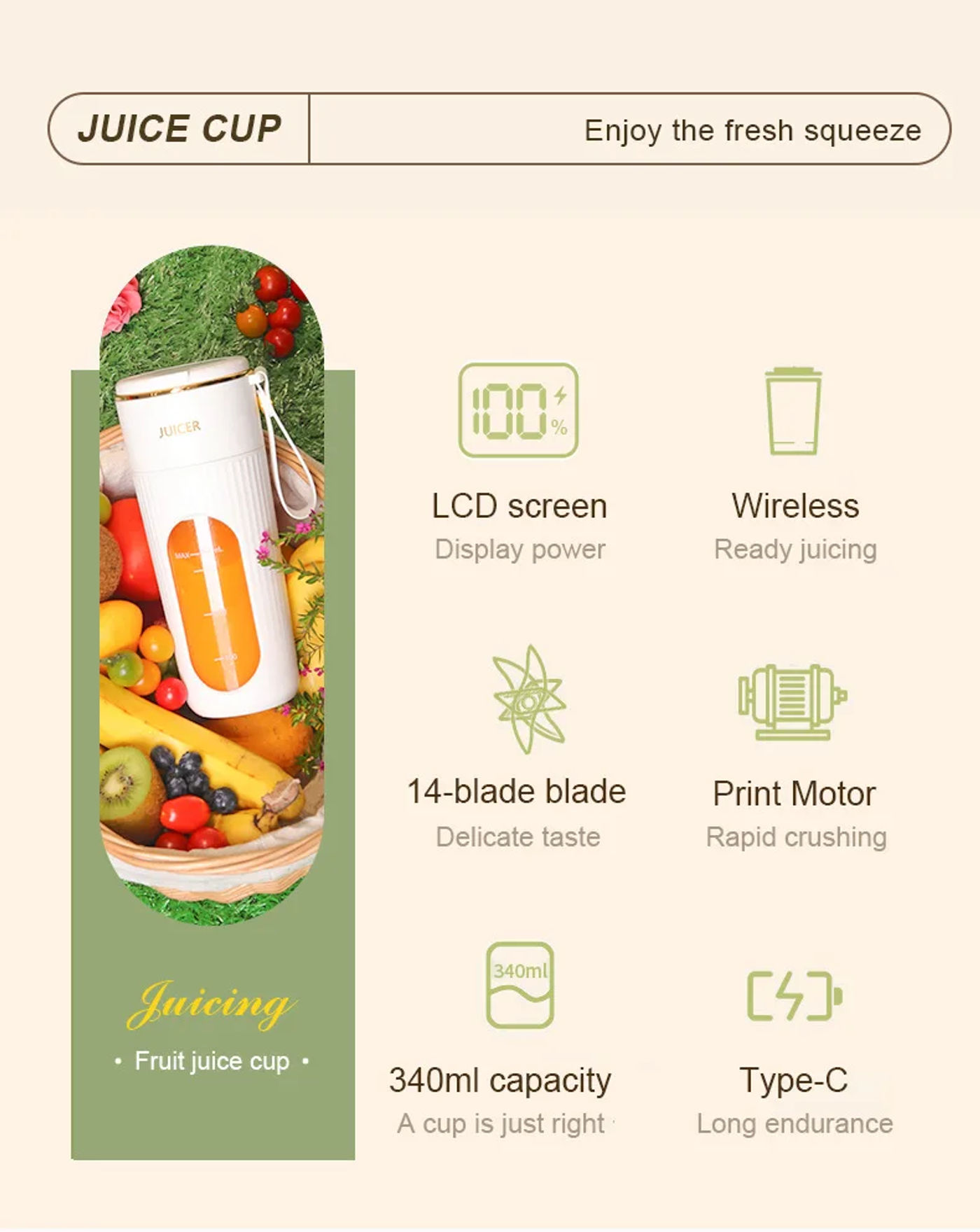Description Picture 3 of itemJuicer Cup Wireless Charging Small Portable High Quality Macaron Color Juice Cup Home Multi-functional Automatic Fruit Blender