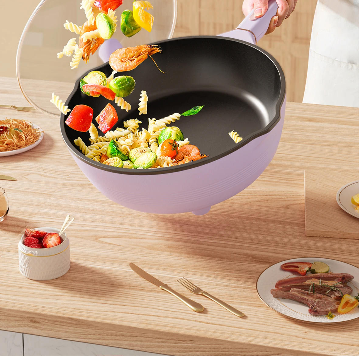 Description Picture 3 of itemElectric frying pan high-power    multi-functional household cooking and   multi cooker
