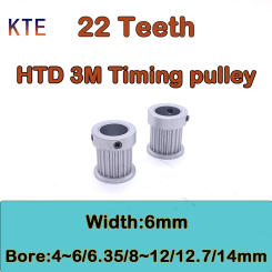 22Teeth HTD3M Timing Pulley Bore 4/5/6/6.35/8/10/12/12.7/14mm HTD3M Synchronous Wheel Belt Width 6mm 22Tooth HTD3M Timing Pulley