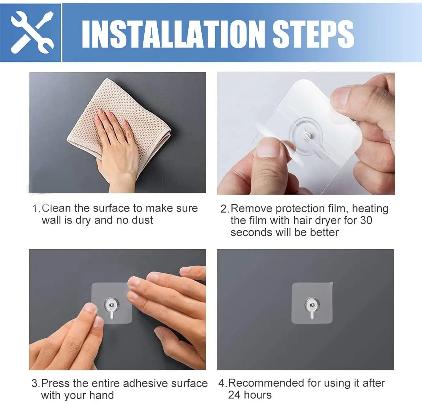 Description Picture 6 of item10Pcs Nail Free Wall Hook Screw No Trace Stickers Adhesive Without Drilling Wall Hangers Kitchen Bathroom Screw Hook Hanger