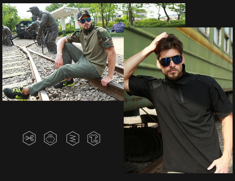 Description Picture 6 of itemTactical T-Shirts Men Sport Outdoor Tee Quick Dry Short Sleeve Shirt Hiking Hunting Combat Men Clothing Breathable