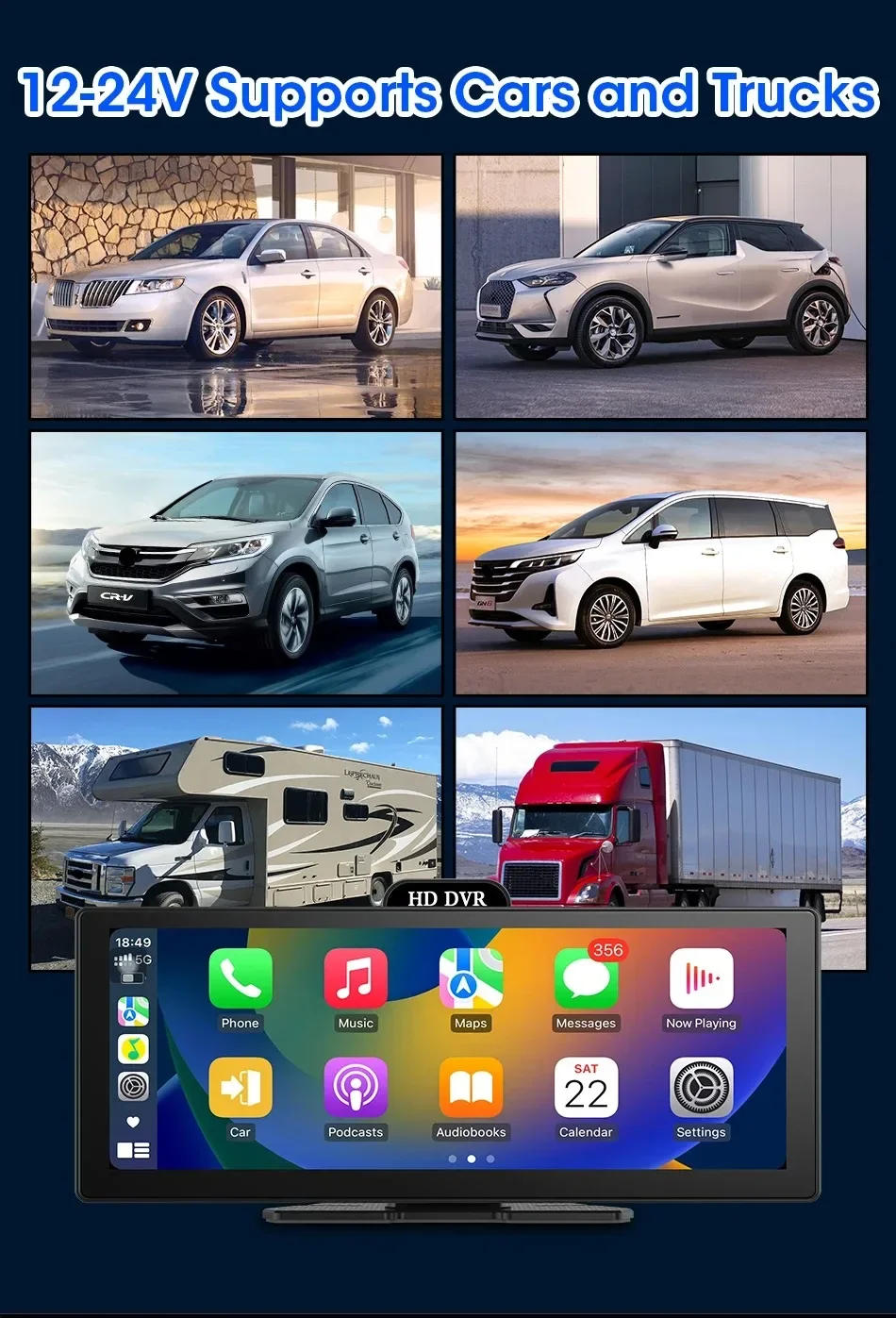 Description Picture 4 of item10/11.26 inch Dash Cam 4K Car DVR: Wireless Carplay & Android Auto,GPSNavigation,Dual Lens,Wifi, FM, AUX Your Driving Experience