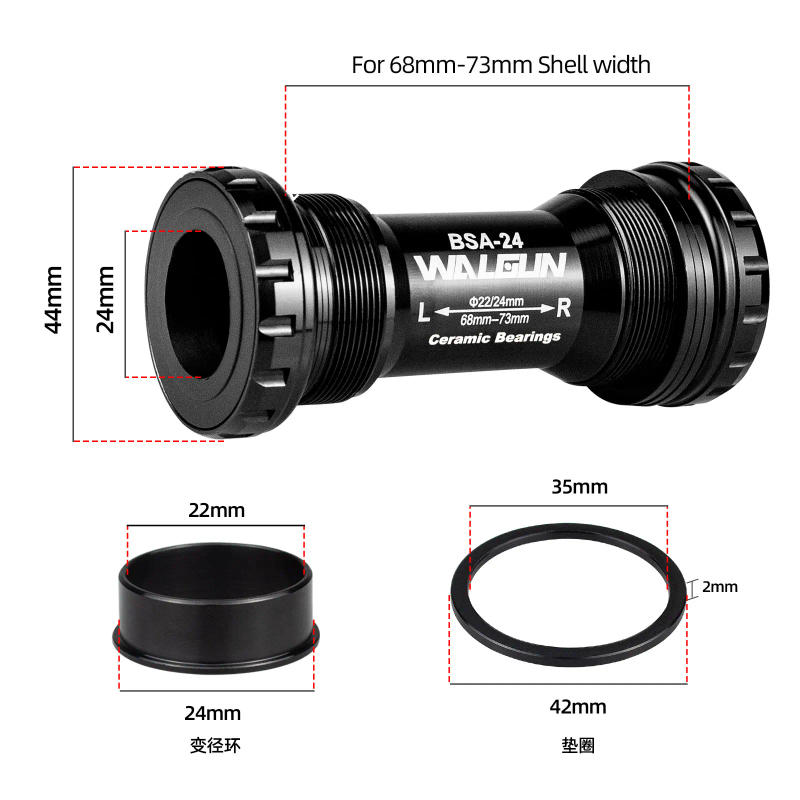 Description Picture 3 of itemWalgun Bicycle Bottom Bracket BSA Thread Kit Road MTB Bike Frame 68/73 for Axis 24/22 and 29/30mm for Shiman SRM GXP Crankset