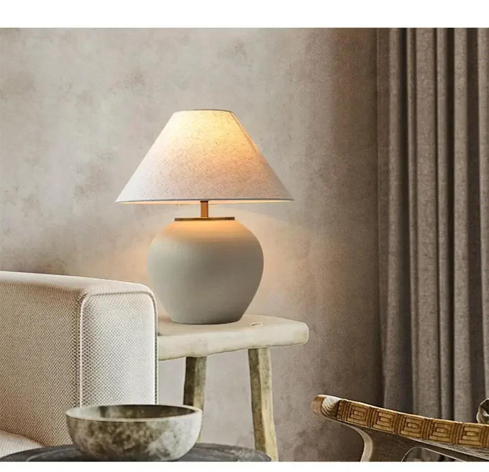 Description Picture 6 of itemCeramic Table Lamp Wabi-sabi Style Retro Black And White Decorative LED Lighting Creative Minimalist Bedroom Study Desk Lamp