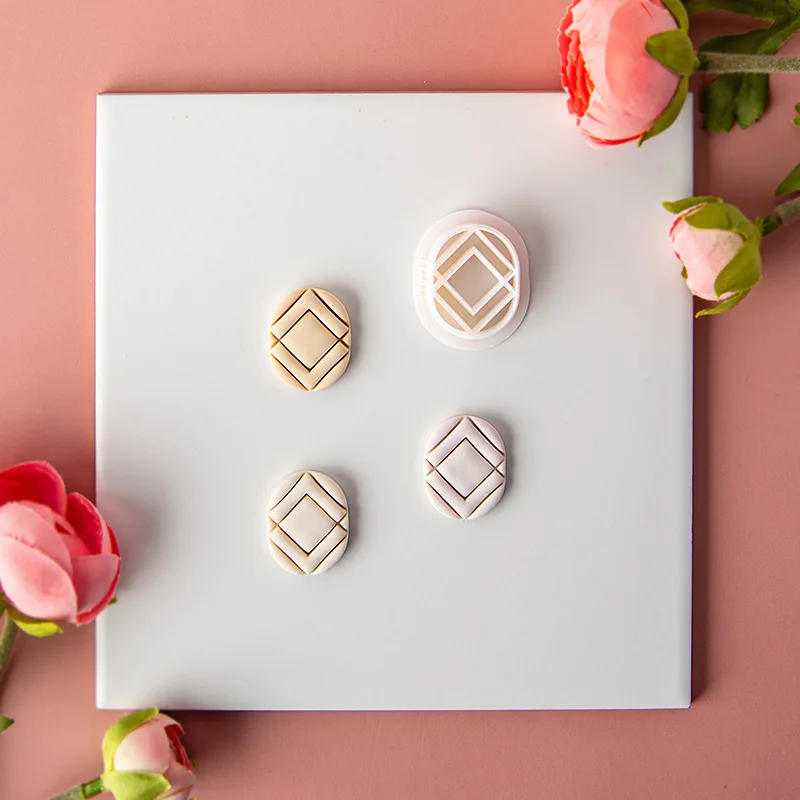 Description Picture 5 of itemNew Geometric Shape Hot Flower Tile Pattern Polymer Clay Cutters Embossing Clay Earring Cutter Mold Jewelry Making Clay Tools