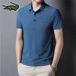 2024 High Quality Men's Ice Silk Seamless Polo Business Fashion Short Sleeve T-shirt Lapel Breathable Casual Quick Drying Top