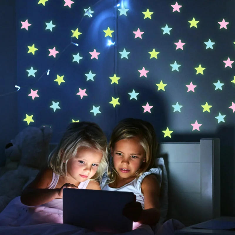 Description Picture 6 of item100pcs Glow in the Dark Star Wall Stickers Luminous Fluorescent Star Stickers Kids Baby Rooms Bedroom Ceiling Home Decor Decals