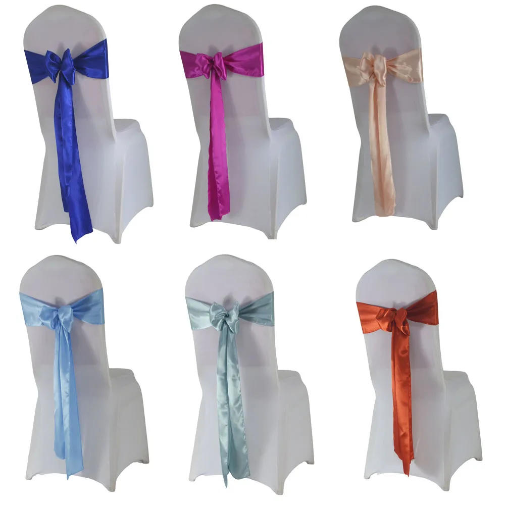 Description Picture 4 of item(10pcs/50pcs) Satin Mariage Sash For Wedding Chair Decoration Ribbon Band Belt Christmas Birthday Baby Shower Party Chair Sashes