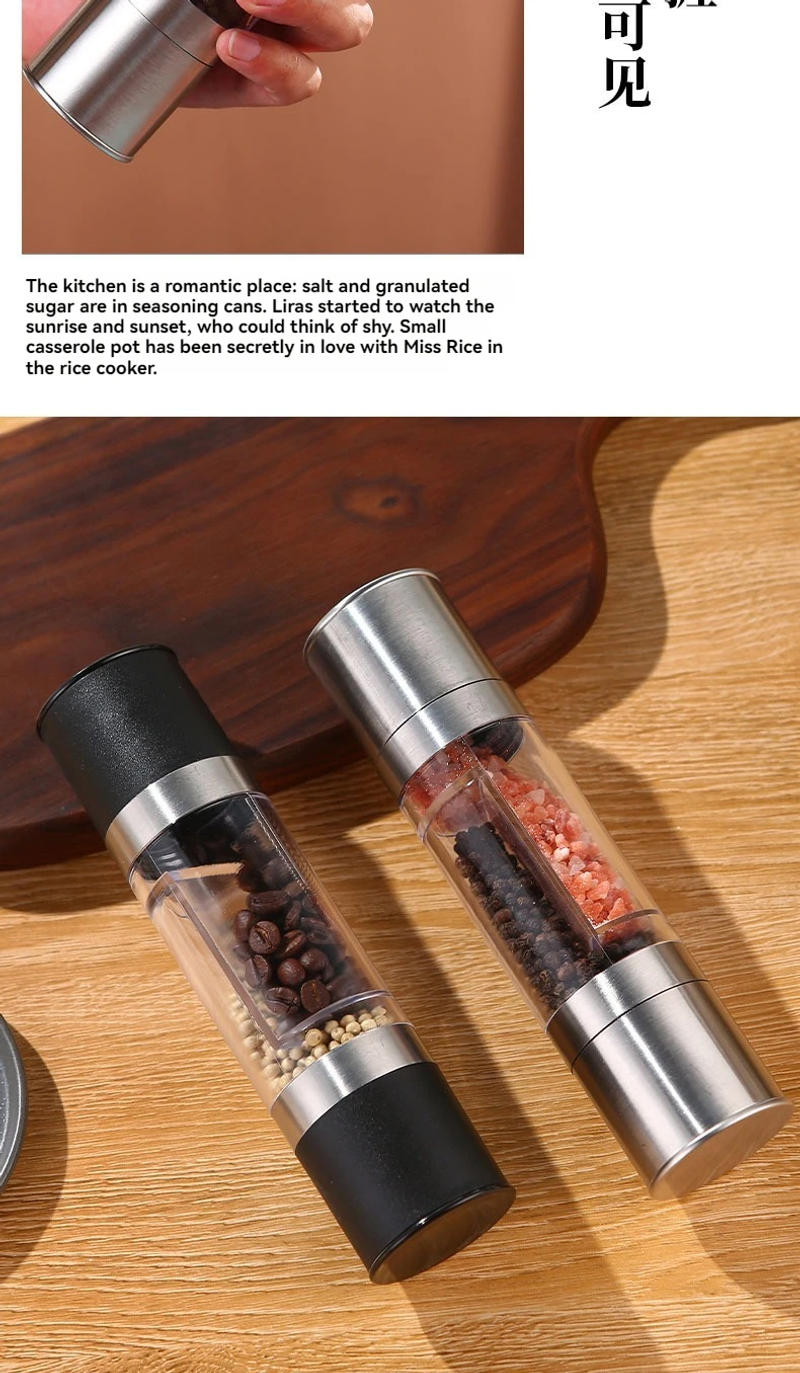 Description Picture 4 of itemSalt and Pepper Grinder 2 in 1 Manual Stainless Steel Salt Pepper Mills with Adjustable Ceramic Grinding Spice Mill Kitchen Tool
