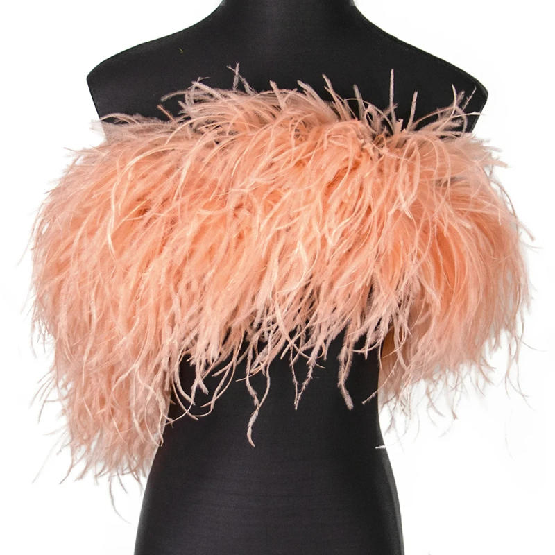 Description Picture 5 of item2Meters Natural Ostrich Feather Boa for Wedding Party Dress Sewing Accessory Colorful Ostrich Feathers Shawl 1 2 6 8 10 PLY
