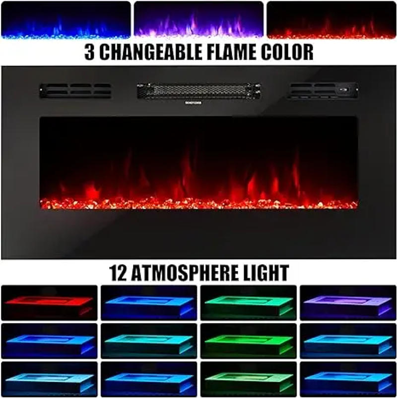 Description Picture 3 of itemTV Stand with Fireplace LED Light Entertainment Center with 36" Electric Fireplace 70" Modern Wood Entertainment Stand