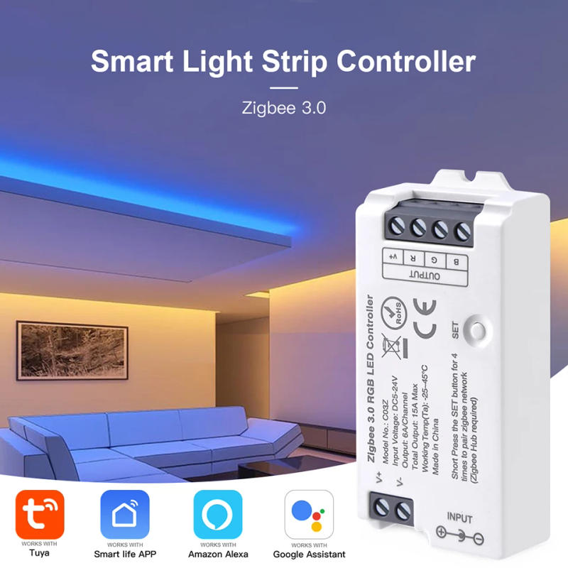 Description Picture 2 of itemZigbee 3.0 RGB CCT RGBW LED Strip Light Controller Dimmable Voice Control Works With Tuya Gateway Bridge SmartThings Bridge