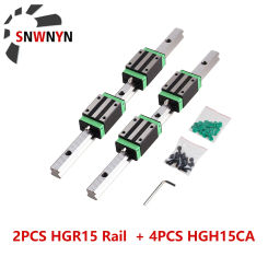 2pcs Linear Guide Rail HGR15 300mm-1500mm + 4PCS HGH15CA Slide Carriages For CNC 3D Printer Parts Shipping From US