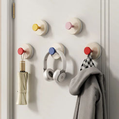 4pcs, suction cup kitchen bedroom hook strong load bearing adhesive punch free door key artifacts hat storage attachment