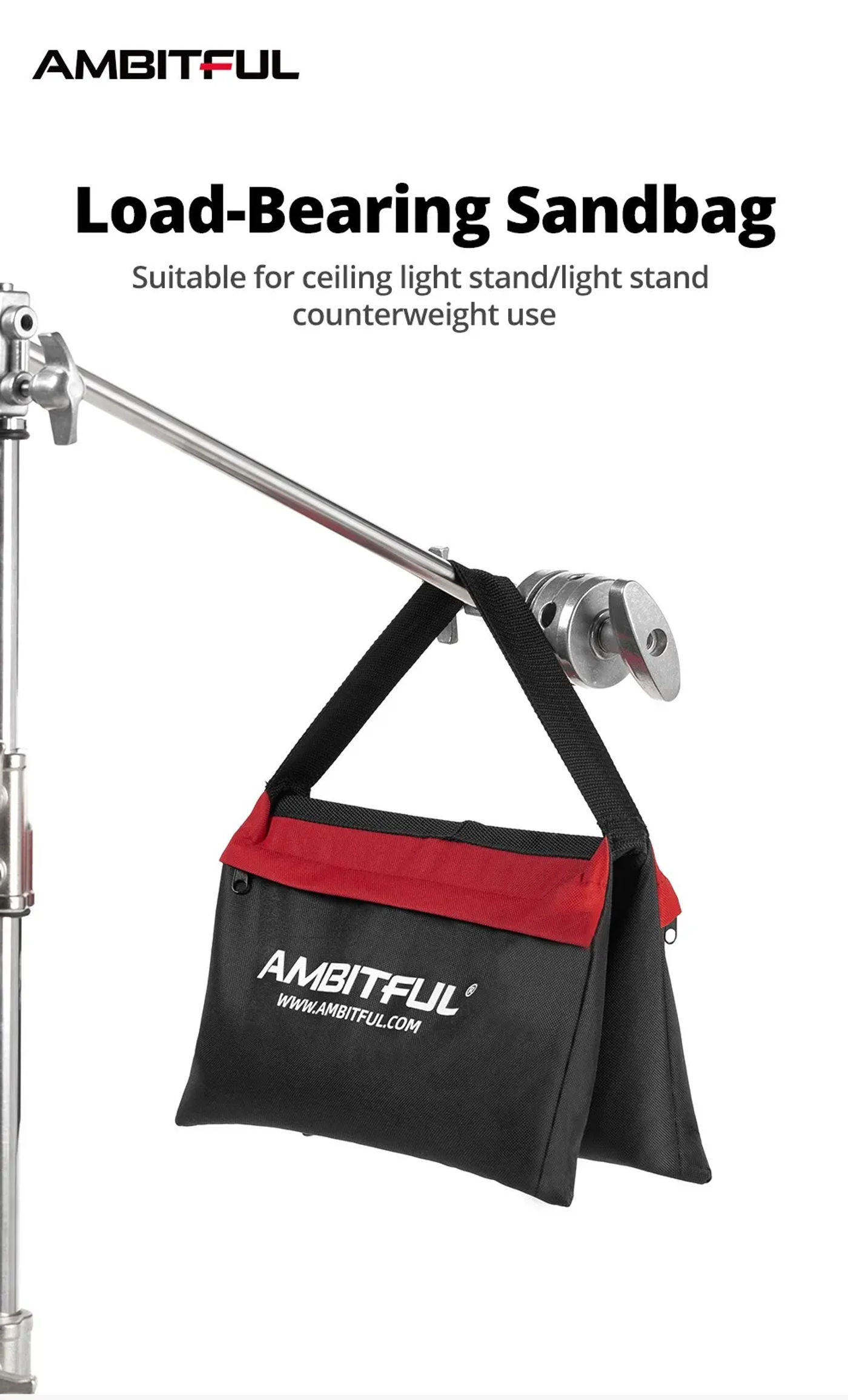Description Picture 2 of itemAmbitful 44x33cm Load-Bearing Sandbag Photography Studio Video Stage Film Heavy Duty Sandbag  for Light Stands Boom Arms Tripods