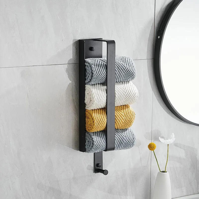 Description Picture 2 of item1PC Wall Mounted Bathroom Guest Towel Rack with Hook, Towel Storage Shelf for Bathroom Vanity, Neat and Tidy Organizer Stand for