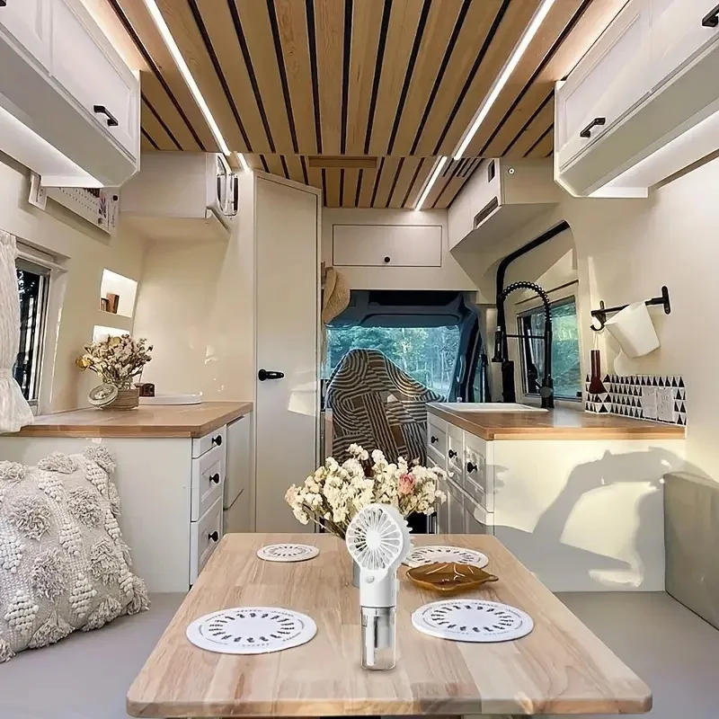 Description Picture 3 of itemPortable Rechargeable Handheld Misting Fan - Battery operated USB rechargeable mini face steamer fan for travel and outdoor use