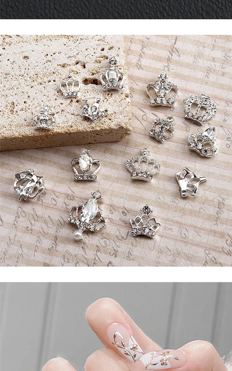 Description Picture 4 of item10pcs Luxury Ice Translucent Crystal Diamonds Crown Alloy Nail Art Rhinestones Jewelry Decorations Manicure Ornaments