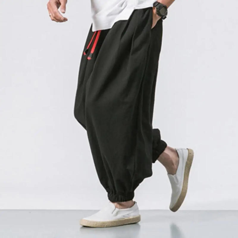 Description Picture 2 of item2024 New Fashion Drawstring Pants Men’S Baggy Jogging Pants Japanese Men Wide Leg Pants Male Casual Loose Trousers