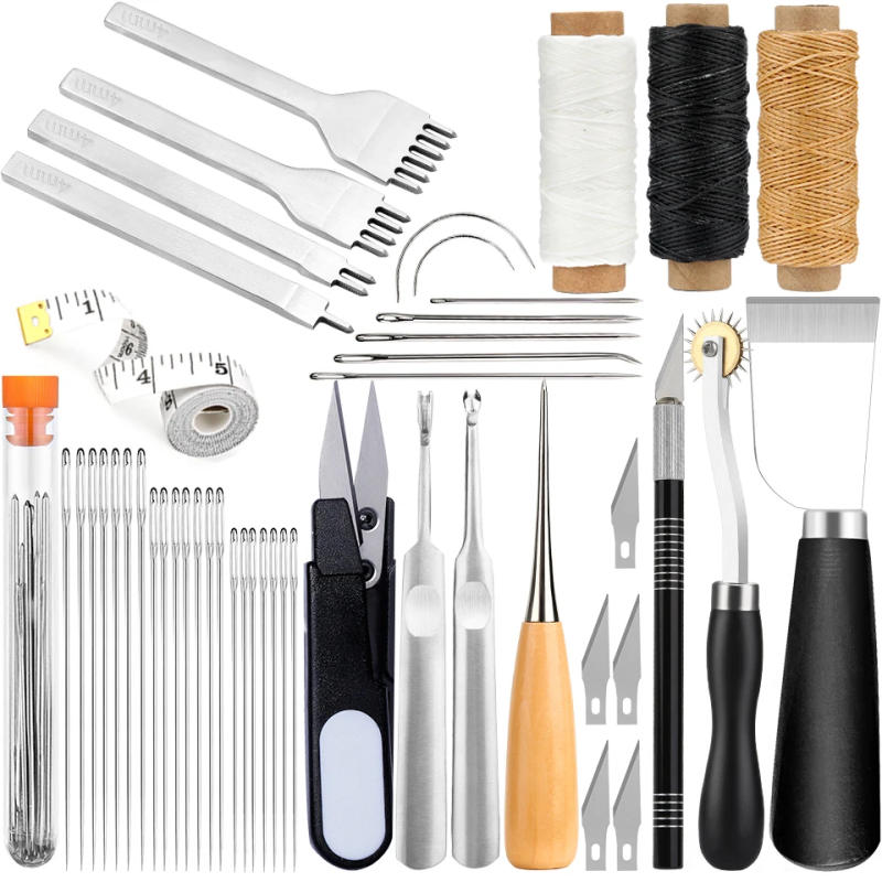 Description Picture 2 of itemIMZAY Professional Leather Tools Set With Hand Sewing Stitching Tool Hole Punching Tools Carving Knife Leather Accessories Kit