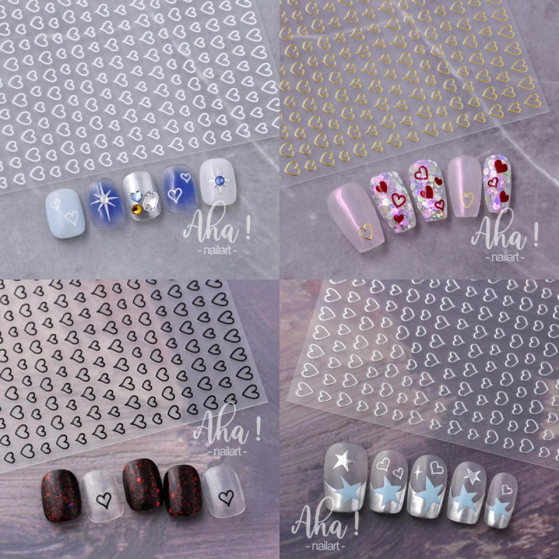 Description Picture 2 of item1pcs 3D Hollow Heart Nail Art Charms Stickers Kawaii Love Nail Decorations Decals Self Adhesive Manicure Slider Accessories DIY