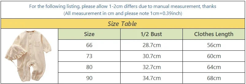 Description Picture 2 of item2Pcs Baby Romper Hat Muslin Toddler Outfit Set Long Sleeve Spring Summer Baby Girls Boys Clothes Newborn Jumpsuits Infant Onesi