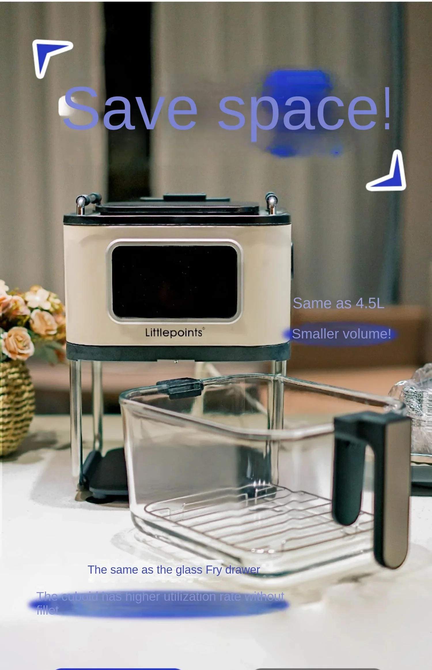 Description Picture 4 of itemAir Fryer Smart Visual  Home 4.5L Oil-Free Deep Frying Pan Split Fried Pizza Fries Household Appliances