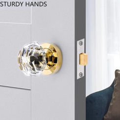 Light Luxury Invisible Lock Single-sided Handle Portable Door Lock Gold Indoor Background Wall Globe Lock Crystal Door Handle