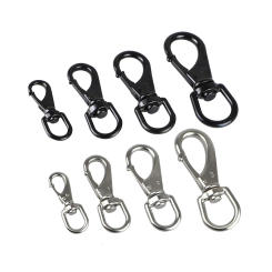 304 Stainless Steel Black Swivel Eye Snap Hook, Diving Clips, Flag Pole Clips, Spring Buckles for Pet Leashes Boat Anchor Ropes