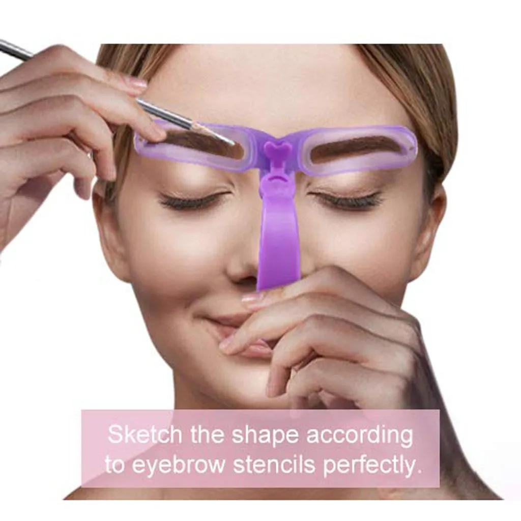 Description Picture 2 of item8 In 1 Reusable Eyebrow Stencil Beauty Makeup Brow Stamp Template Eyebrows Shape Set Eye Brow Makeup Tools and Accessories