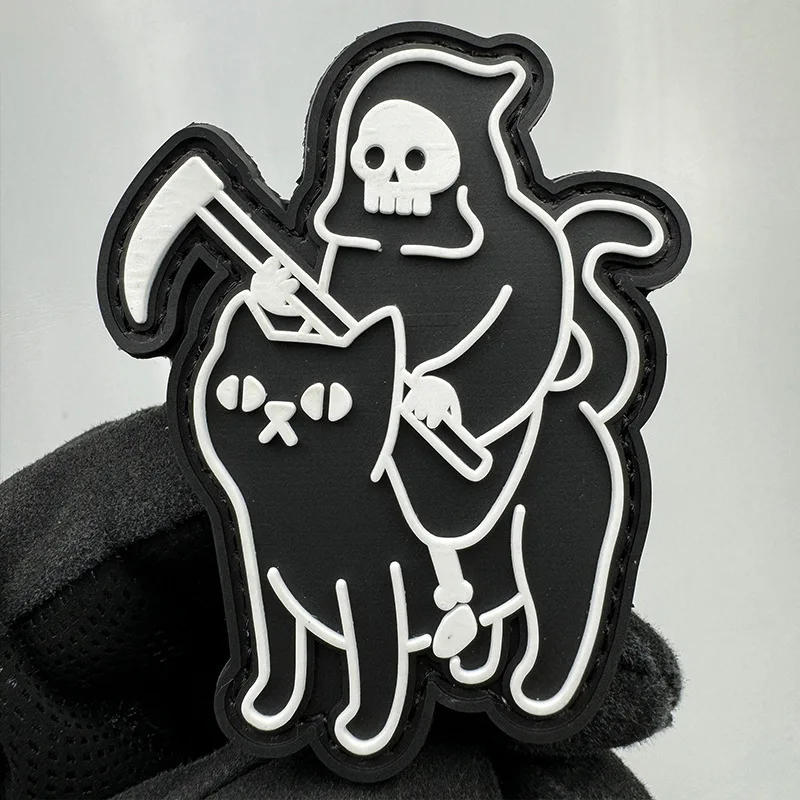 Description Picture 6 of itemSickle Reaper Emblem Night Glow Morale Badge PVC Hook and Loop Patches for Clothing Tactical Cat Backpack Decorative Sticker