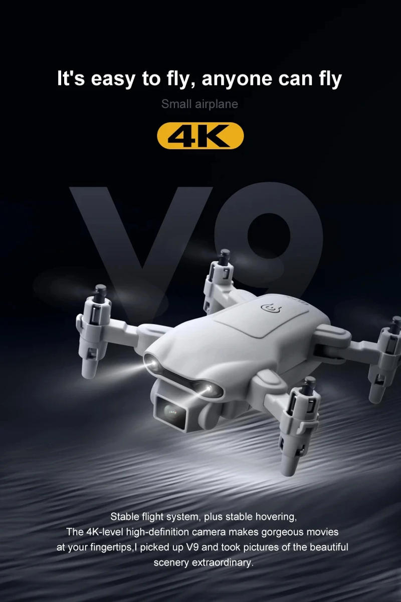 Description Picture 3 of item4DRC V9 Mini Drone with 4K HD Camera FPV Video RC Quadcopter Small Helicopter for Beginners Toys for Kids Gifts Altitude Hold
