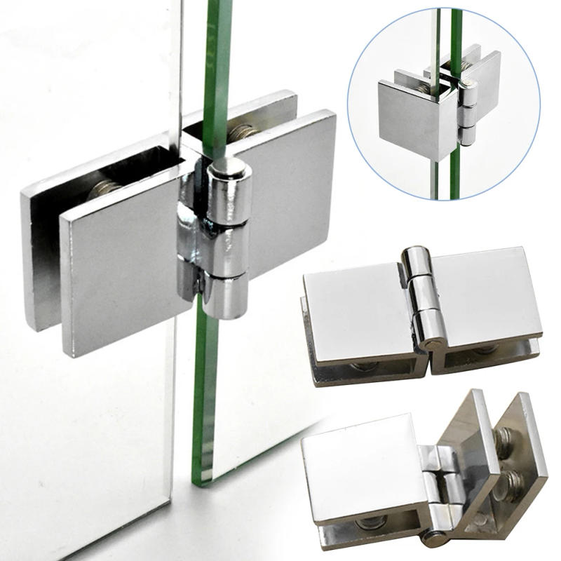 Description Picture 6 of item90 180 Degree Zinc Alloy Practical Easy Install Bathroom Door Hinge Cupboard Durable Glass Clamp Cabinet Bilateral Clip Home