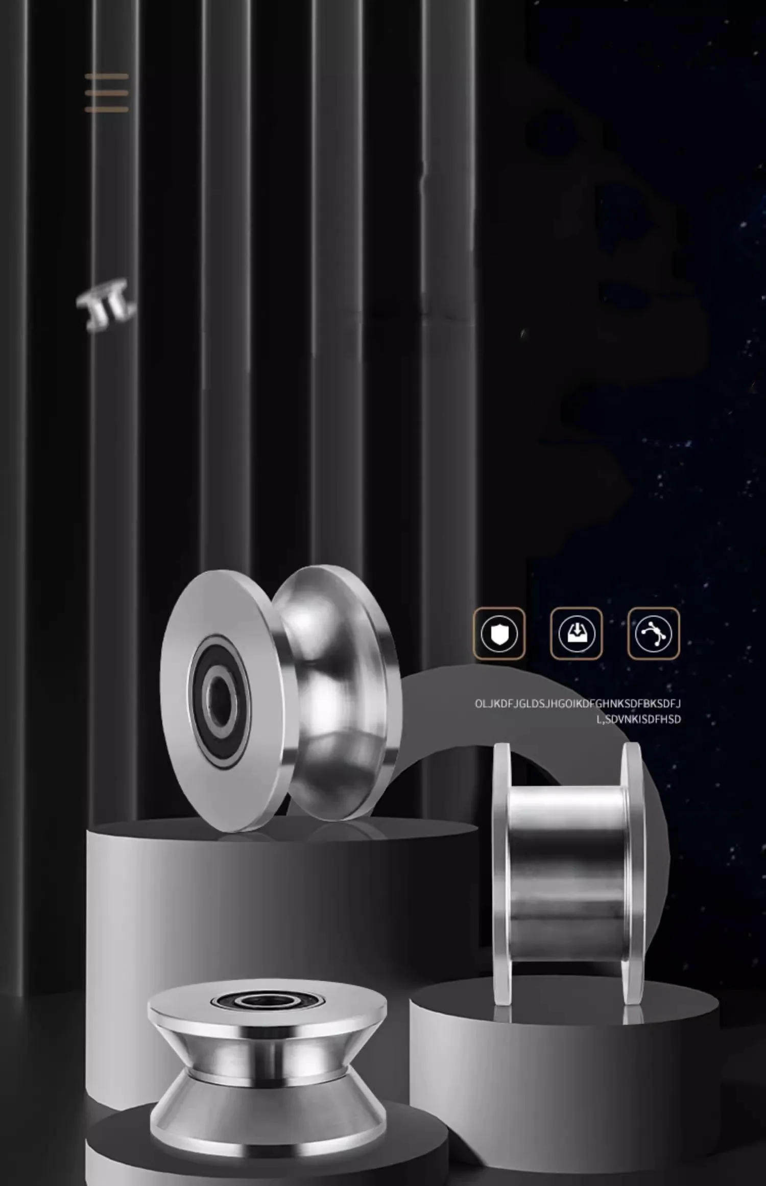 Description Picture 2 of item1Pc Stainless Steel Rail Wheels V/U/H Type Lifting Wire Rope Pulley Sliding Door Rollers Mute Bearing Pulley Hardware Tools