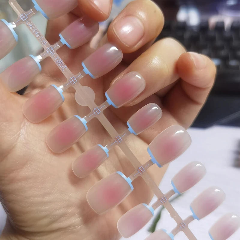 Description Picture 6 of item30pcs Gradient Fake Nails French Blush Nude Nail Waterproof Faux Medium Coffin False Nails Fingernails Press On Nails Tips Mani