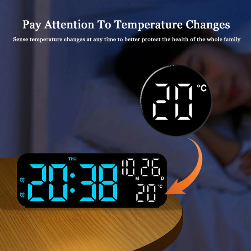 Description Picture 6 of itemDigital Alarm Clock With Temperature LED Display Screen Snooze Function 12/24 Hours Mode Desk Electric Clocks Bedroom Office
