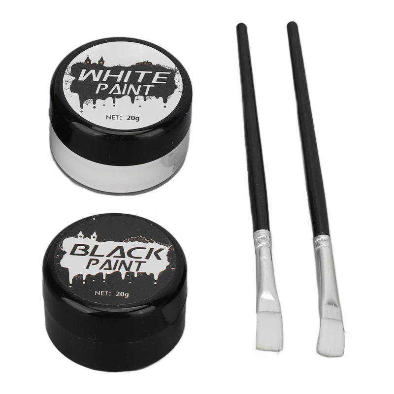 Description Picture 6 of item2PCS Halloween Face Painting Kit Highly Pigmented Face Body brus Paint Black and White for DIY Cosplay Theme Parties Body Makeup