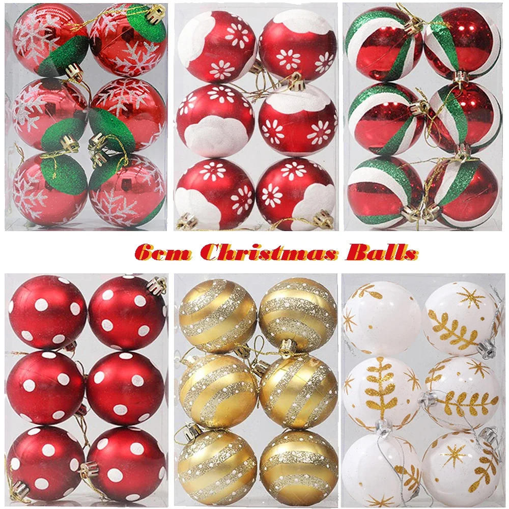 Description Picture 3 of item6Cm Big Christmas Balls Glitter Gold White Red Christmas Tree Balls Hanging Ornament Pendant Christmas Decoration for Home 2024