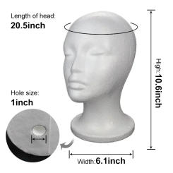 1Pcs Female Styrofoam Foam Mannequin Manikin Head Hat Glasses Display Foam Mannequin Head Model Hat Wig Display Stand Rack Tools