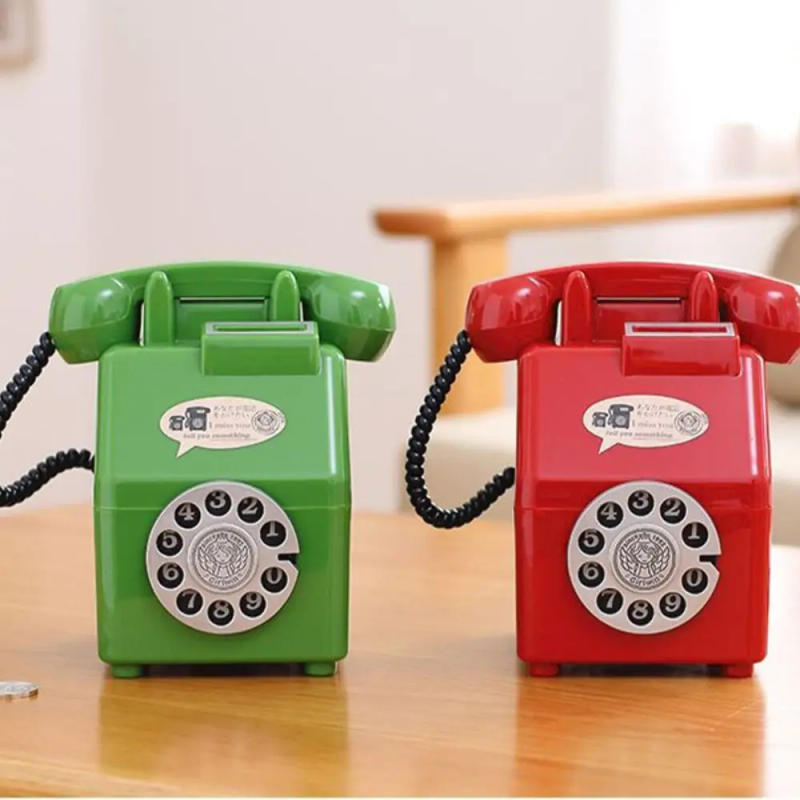 Description Picture 4 of itemRetro Telephone Piggy Bank Craft Creative Gift Children's Savings Toys Home Decor Wine Cabinet Ornaments Coin Money Saving Box