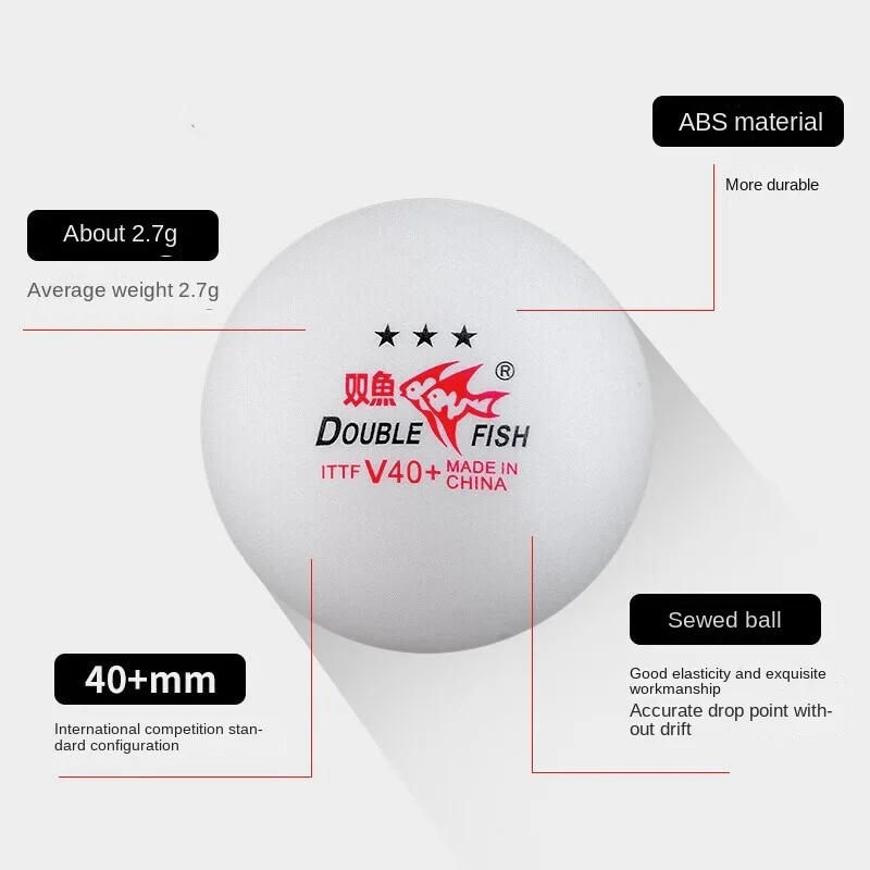 Description Picture 3 of item20pcs 60 Pcs Double Fish Table Tennis Balls V40+ 3 Star New ABS Material Plastic Poly Seamed  Ping Pong Tenis De Mesa