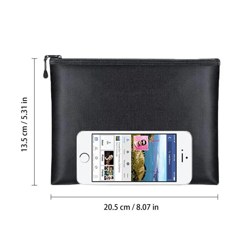 Description Picture 2 of itemPortable Fireproof Waterproof Document Bag Envelope File Folder Cash Pouch Money Bag Safe Storage For Valuables Jewerly Cash
