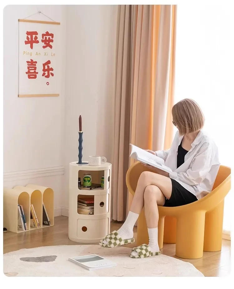 Description Picture 6 of itemNordic Bedside Table Circular Nightstand with Storage Space-Efficient Plastic Organizer for Modern Bedrooms