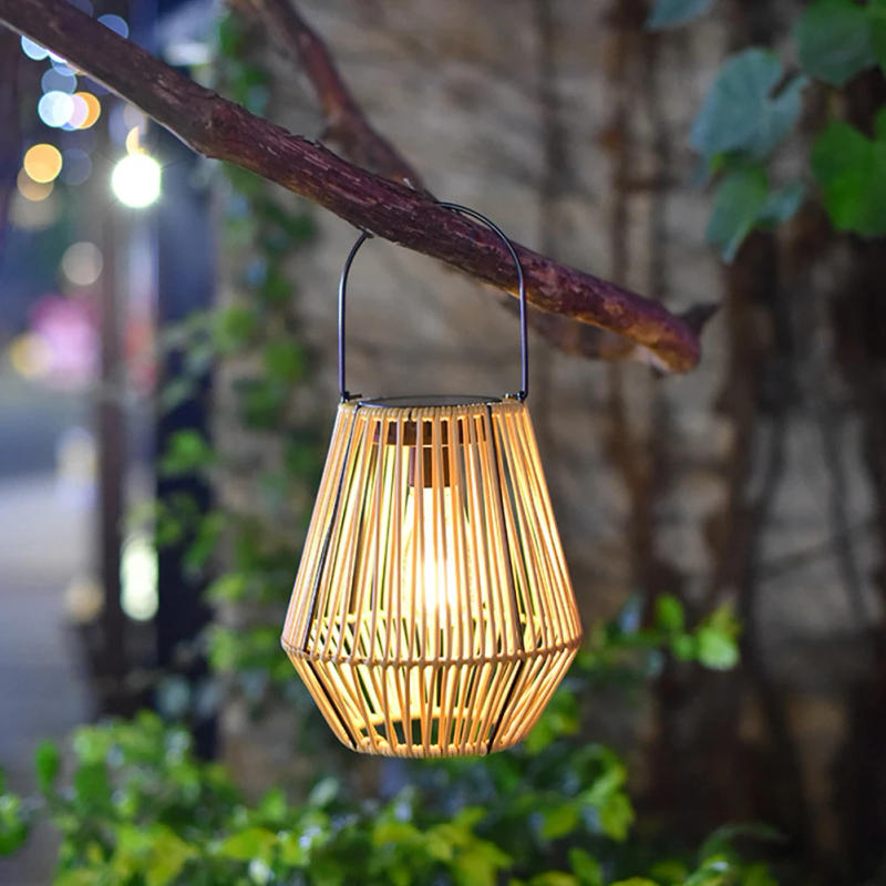 Description Picture 5 of itemOutdoor Solar Light Hanging Rattan Solar Lantern with Handle Rattan Weaving Bamboo Lamp Solar Power Streetlight Garden Decoratio