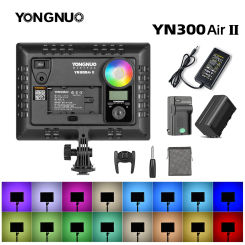 YONGNUO YN300AIR II RGB LED Camera Video Light,Optional Battery with Charger Kit Photography Light + AC adapter