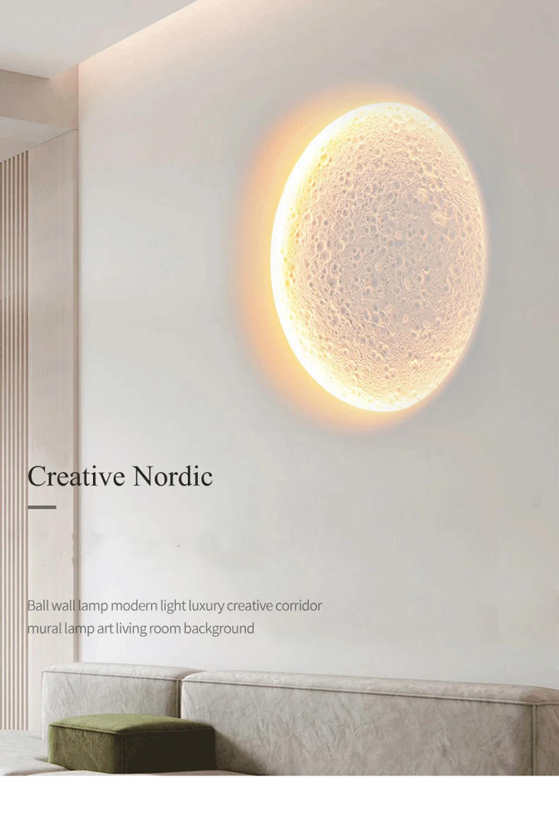 Description Picture 2 of itemMoon lamp wall lamp recessed bezel-less modern minimalist living room decorative lamp art moon plaster lamp bedside wall