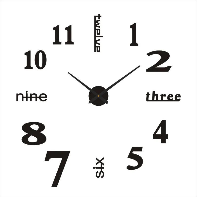 Description Picture 2 of itemSoundless 90 To 120cm Large-sized 3D Number Poster Home Decoration DIY Wall Clock For Living Room Bedroom Study Hotel Big Decor