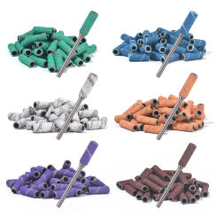 KADS 3mm Small Mini Sanding Bands with Mandrel for Nails 60 80 120 150 180 240 Grit Nail Drill Bits Manicure Pedicure Tool White