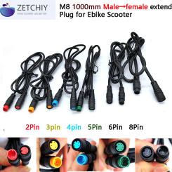 M8 2 3 4 5 6 8 Pin 1M Ebike Scooter Plug Sensor male to female M/F Extension connector Cable Electric Bicycle Waterproof Wire